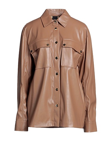 PINKO Solid colour shirts & blouses Light brown 100% Polyester, Polyurethane