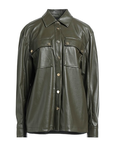 PINKO Solid color shirts & blouses Military green 100% Polyester, Polyurethane