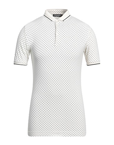 DOLCE&GABBANA Polo shirt White 100% Cotton, Bovine leather