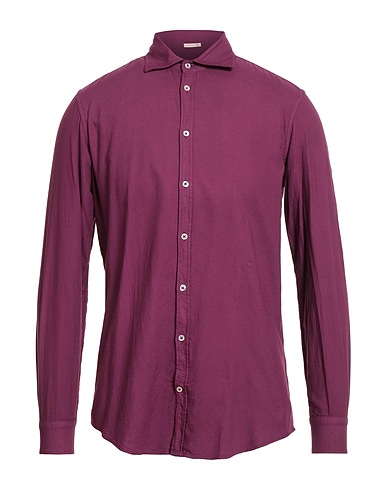 MASSIMO ALBA Camicia tinta unita Prugna 60% Viscosa, 40% Cotone