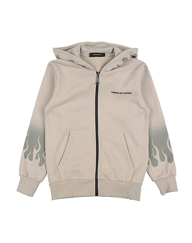 VISION OF SUPER Hooded track jacket  Light grey 100% Cotton