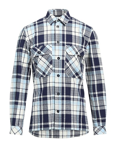 BERNA Checked shirt Midnight blue 50% Cotton, 50% Polyester