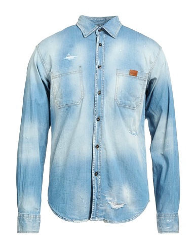 TAKESHY KUROSAWA Jeanshemd Blau 98% Baumwolle, 2% Elastan