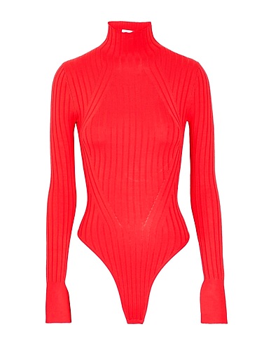8 by YOOX Dolcevita KNIT MOCK-NECK BODYSUIT W/ OPEN BACK
 Corallo 82% Viscosa, 16% Poliammide riciclato, 2% Elastan