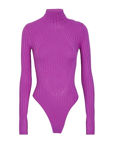 8 by YOOX Dolcevita KNIT MOCK-NECK BODYSUIT W/ OPEN BACK
 Prugna 82% Viscosa, 16% Poliammide riciclato, 2% Elastan