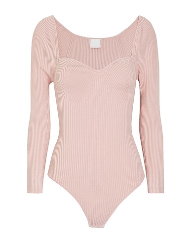 8 by YOOX Sweater RIB HEART NECK KNIT BODYSUIT
 Light pink 82% Viscose, 16% Recycled polyamide, 2% Elastane