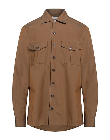 BRIAN DALES Camicia tinta unita Cammello 54% Cotone, 42% Poliammide, 4% Elastan