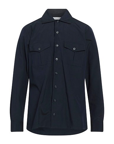 BRIAN DALES Solid colour shirt Midnight blue 54% Cotton, 42% Polyamide, 4% Elastane