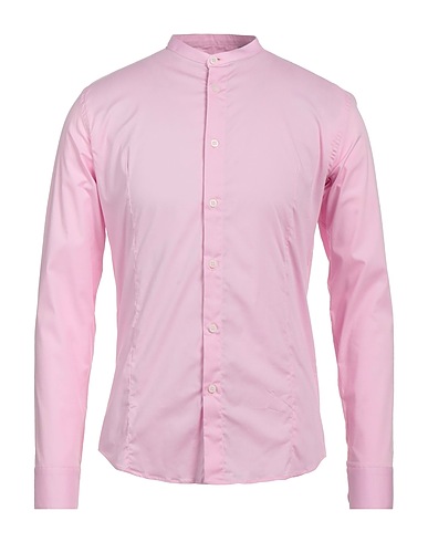GREY DANIELE ALESSANDRINI Solid colour shirt Pink 97% Cotton, 3% Elastane