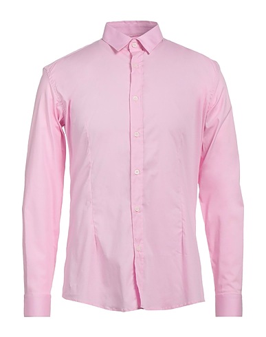 GREY DANIELE ALESSANDRINI Solid colour shirt Pink 98% Cotton, 2% Elastane