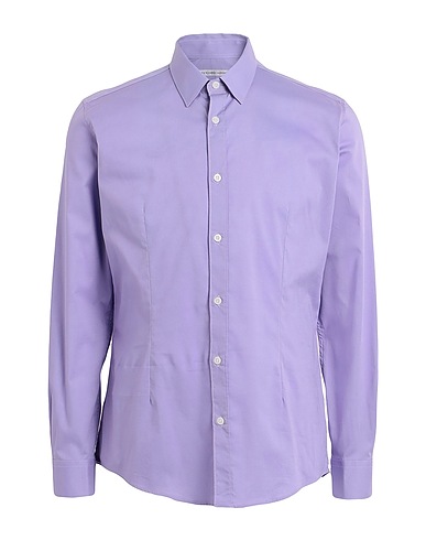 GREY DANIELE ALESSANDRINI Solid color shirt Lilac 98% Cotton, 2% Elastane