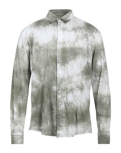 DANIELE ALESSANDRINI Linen shirt Sage green 55% Linen, 45% Cotton