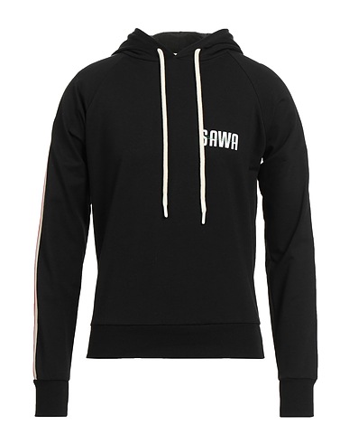 TAKESHY KUROSAWA Hooded track jacket  Black 95% Cotton, 5% Elastane
