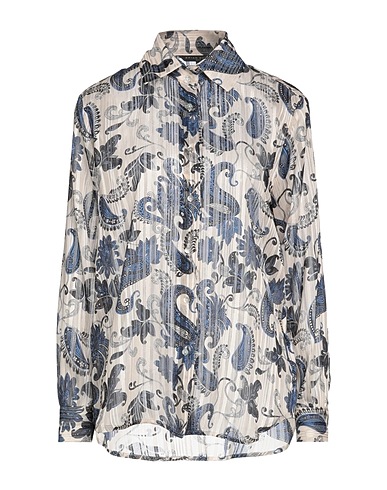 BRIAN DALES Patterned shirts & blouses Beige 98% Polyester, 2% Metal