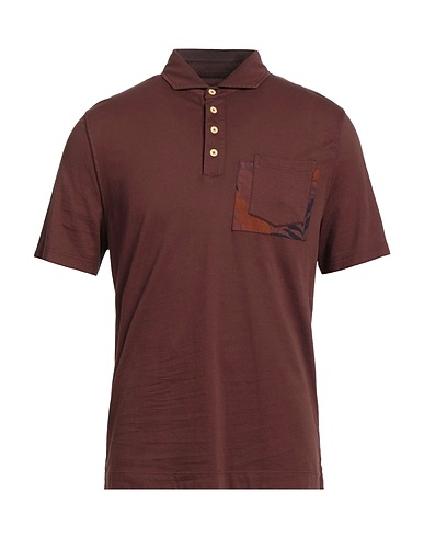 HERITAGE Polo shirt Brown 95% Cotton, 5% Elastane