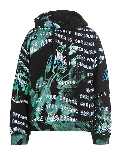 DOLCE&GABBANA Hooded track jacket  Black 80% Cotton, 20% Polyester
