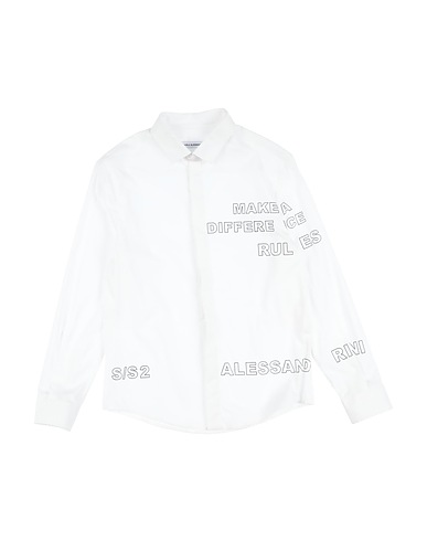 DANIELE ALESSANDRINI Patterned shirt White 97% Cotton, 3% Elastane