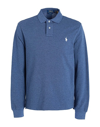 POLO RALPH LAUREN Polo shirt SLIM FIT MESH LONG-SLEEVE POLO SHIRT
 Slate blue 100% Cotton