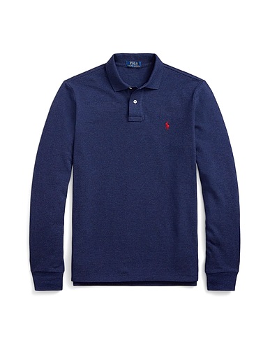 POLO RALPH LAUREN Polo shirt SLIM FIT MESH LONG-SLEEVE POLO SHIRT
 Blue 100% Cotton