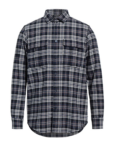 DANIELE ALESSANDRINI Checked shirt Midnight blue 70% Cotton, 25% Polyester, 5% Other Fibres