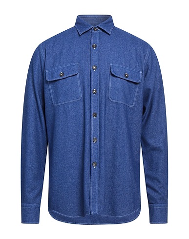 ALESSANDRO GHERARDI Denim shirt Midnight blue 80% Wool, 20% Polyester