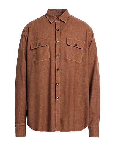 ALESSANDRO GHERARDI Camicia di jeans Marrone 80% Lana, 20% Poliestere