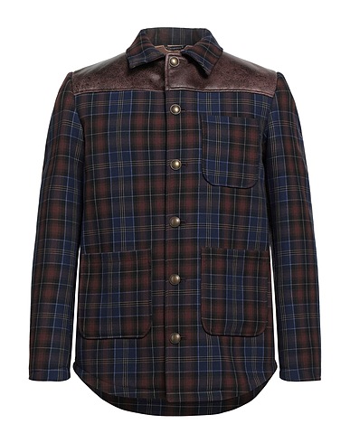 DANIELE ALESSANDRINI Checked shirt Brown 69% Polyester, 29% Wool, 2% Other Fibres