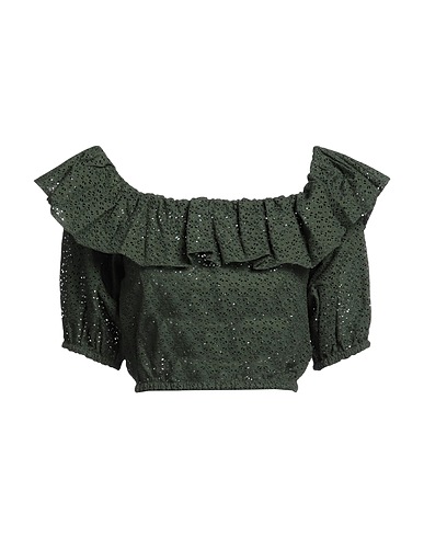 P.A.R.O.S.H. Off-the-shoulder top Military green 100% Cotton