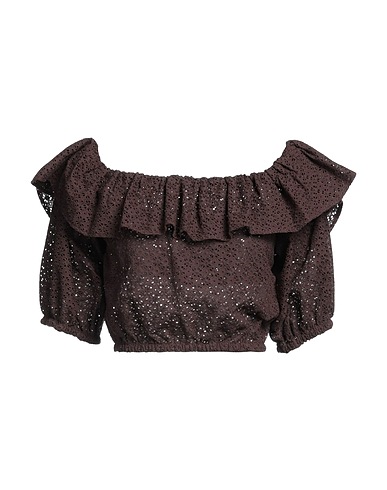 P.A.R.O.S.H. Off-the-shoulder top Brown 100% Cotton