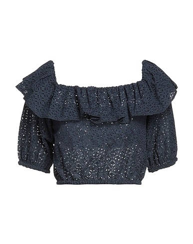 P.A.R.O.S.H. Off-the-shoulder top Midnight blue 100% Cotton