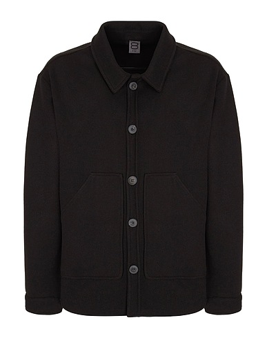 8 By YOOX OVERSHIRT JACKET | Black Men‘s Solid Color Shirt | YOOX