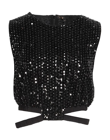 MAJE Crop top Black 92% Polyester, 8% Elastane