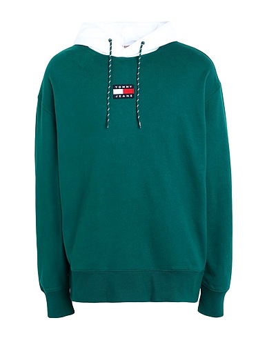 TOMMY JEANS Hooded track jacket  Emerald green 100% Cotton
