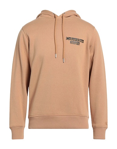 CALVIN KLEIN JEANS Hooded track jacket  Camel 50% Cotton, 50% Polyester