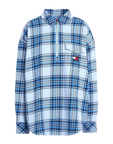TOMMY JEANS Checked shirt Sky blue 100% Cotton