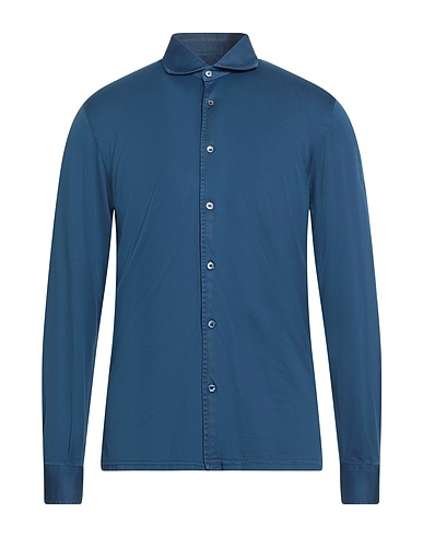 FEDELI Solid colour shirt BLU 100% Cotton