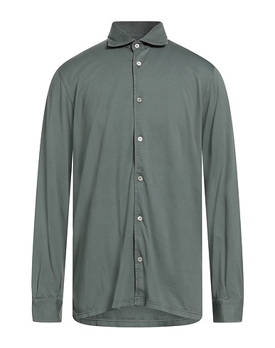 FEDELI Solid color shirt VERDE MILITARE 100% Cotton