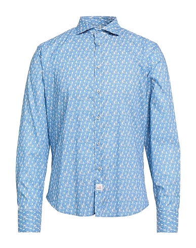 PANAMA Patterned shirt Azure 100% Cotton