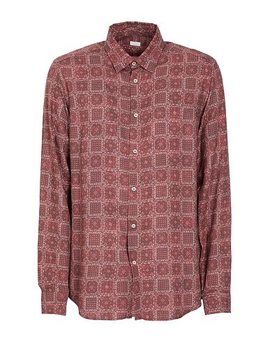 8 by YOOX Camicia fantasia REGULAR FIT SHIRT Bordeaux 100% Viscosa