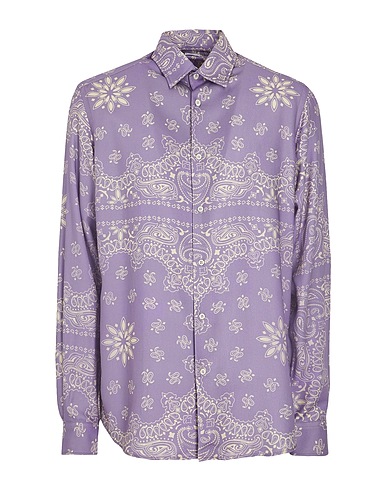 8 by YOOX Camicia fantasia REGULAR FIT PRINTED SHIRT Lilla 100% Viscosa