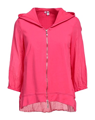 EUROPEAN CULTURE Hooded track jacket  Fuchsia 98% Cotton, 2% Elastane