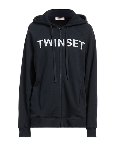 TWINSET Felpa Nero 100% Cotone, Poliestere, Elastan