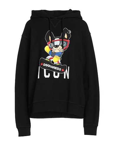 DSQUARED2 Hooded sweatshirt Black 100% Cotton, Elastane