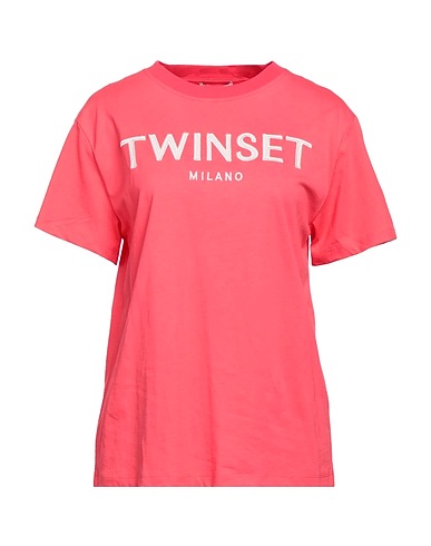 TWINSET T-shirt Coral 100% Cotton, Polyester, Elastane