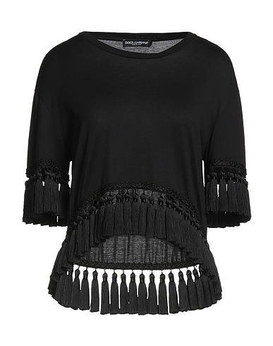 DOLCE&GABBANA T-shirt Μαύρο 100% Βαμβάκι, Ασετάτ