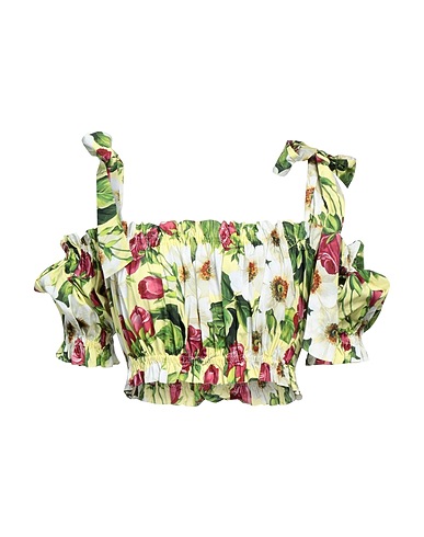 DOLCE&GABBANA Off-the-shoulder top Pastel yellow 100% Cotton