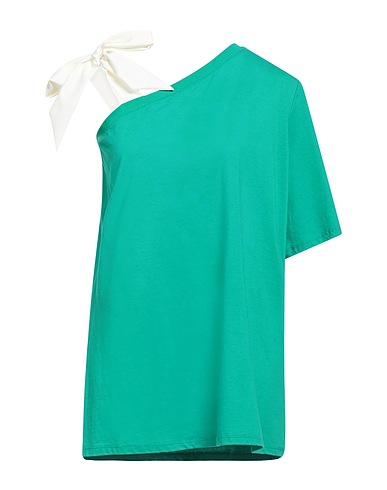 ACTITUDE by TWINSET One-shoulder top Green 100% Cotton, Elastane