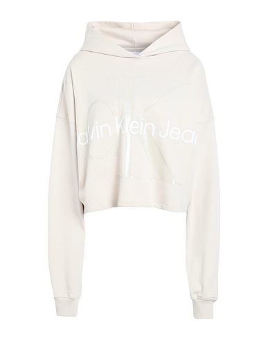 CALVIN KLEIN JEANS Hooded track jacket  Ivory 100% Cotton