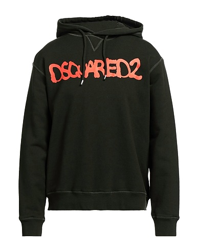 DSQUARED2 Hooded track jacket  Dark green 100% Cotton, Elastane