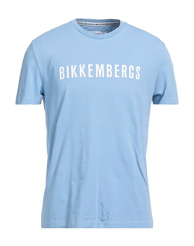 BIKKEMBERGS T-shirt Sky blue 95% Cotton, 5% Elastane
